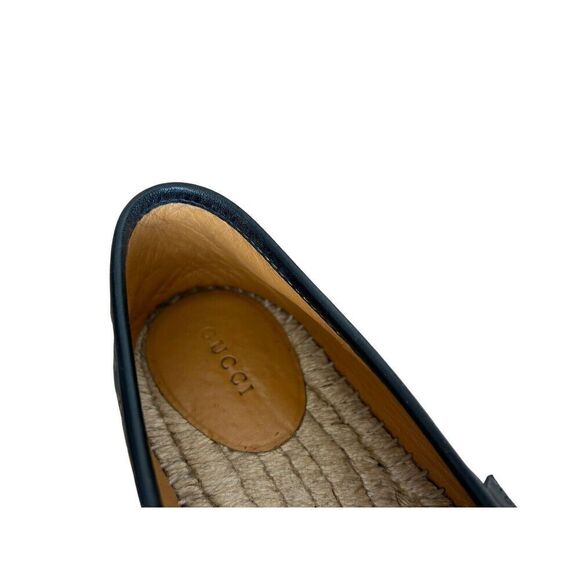 Gucci Gg Black Leather Espadrille Women's Black 39 Slip Ons - Picture 7 of 9